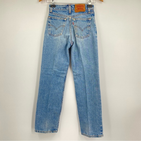 Vintage Levi’s 555 Slim Straight 80’s Mom Jeans Light Wash High Rise 25 - Picture 5 of 15